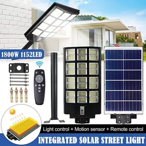1800W LED Solar Street Light 9900000LM Motion Sensor Dust to Dawn Road Lamp+Pole - Picture 1 of 15
