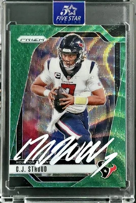 🔥 CJ Stroud Signed (2nd Yr) 2024 Panini Green Wave Prizm w/ COA RARE White Ink! - Image 1 of 3