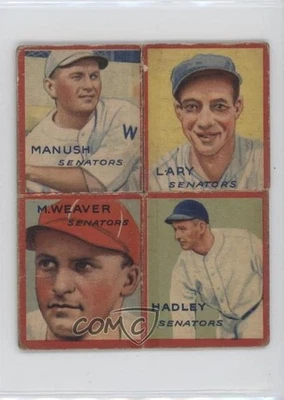 Goudey 1935 4 en 1 R321 Heinie Manush Lyn Lary Monte Weaver Bump Hadley #1C Salón de la fama Foto 1 de 2