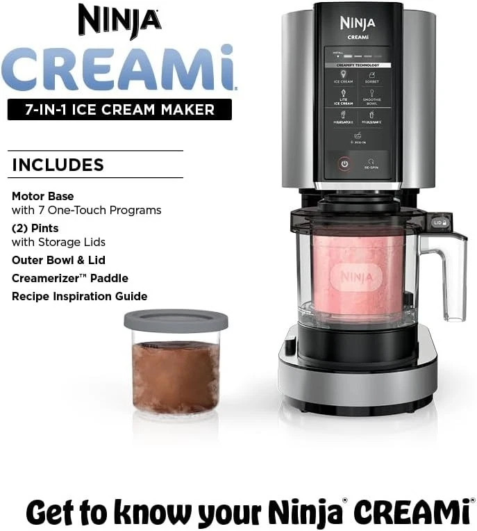 Ninja NC301 CREAMi Ice Cream Maker 7 One-Touch Programs 16oz Pints Silver/Black
