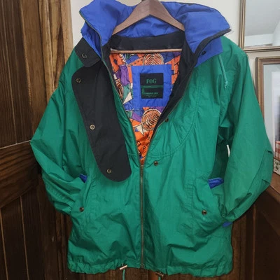 Mens Lg Vinatge LONDON FOG Green Puffer Jacket colorful warm insulated blue - Image 1 of 4