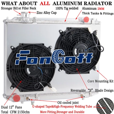 2Row`Radiator-Shroud-Fan For Ford RANGER PJ PK MAZDA BT-50 2.5/3.0L Diesel 06-11 - image 1 of 4