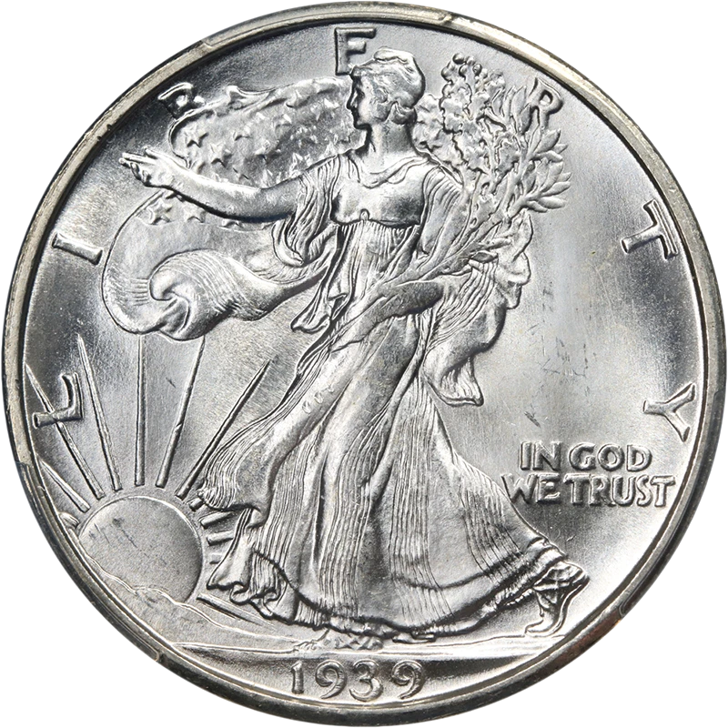 1939-D Walking Liberty Half CAC Sticker PCGS MS66 Blazing White Gem - Image 1 of 4