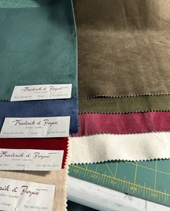 Vtg Frederik & Joyce Suede Fabric Samples Lot of 8 12.75 Sq Jewel 100% Cotton - Picture 1 of 12