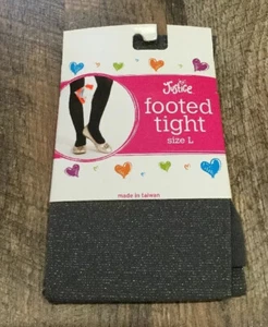 Justice Footed Tights Dark Gray Silver Metallic Size Large (105-135 Pounds) - Picture 1 of 1