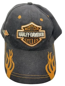 Harley Davidson Flames Adjustable Size Baseball Cap 100% Cotton - Picture 1 of 7