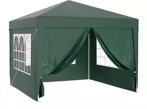 Gazebo 3X3 M Verde Con Laterali Rimovibili E Finestre per Giardino Ed Esterni - Foto 1 di 12