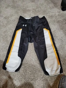 Under Armour Authentic Football Game Pants Mens Black Yellow White Used XL - Picture 1 of 6
