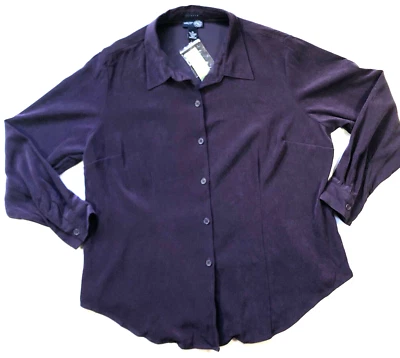 Top Venezia by Lane Bryant para mujer talla 18 púrpura con botones manga larga elástico nuevo con etiquetas Foto 1 de 4