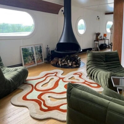 Hand Tufted Amoeba Round Rug Irregular Shaped Handmade Woolen Area Rugs Carpet - Image 1 of 4