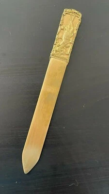 Coupe papier bacchantes Napoléon III bronze sculpture belle patine ouvre lettre  - Photo 1/4