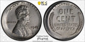 1943 1C PCGS 5% Off-Center Mint Error - Cleaned -RicksCafeAmerican.com - Picture 1 of 12