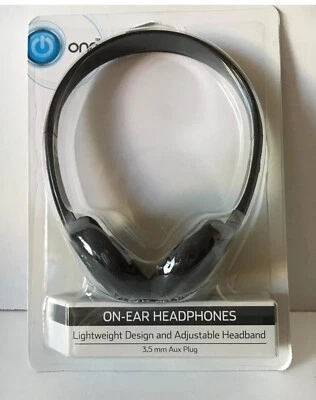 ONN ON EAR 3.5 mm Aux Plug Black Adjustable Headphone New and Sealed  - Image 1 of 4