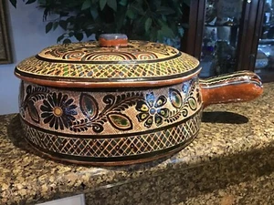 Vintage Mexican ANTONIO RIVERA Pottery Large Redware Lidded Bean Pot SIGNED - Picture 1 of 10