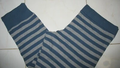 XHILARATION - XL - COT BLEND THERMAL GRAY / BLU STRIPE LOUNGE PANTS PJ BOTTOMS - Image 1 of 4