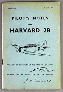 NORTH AMERICAN HARVARD 2B PILOTS NOTES VINTAGE ORIGINAL 1951 USED RAF T-6 TEXAN - Picture 1 of 9