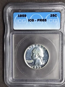 1959 P ICG PR65 With Type B Reverse Washington Proof Silver Quarter - Picture 1 of 4