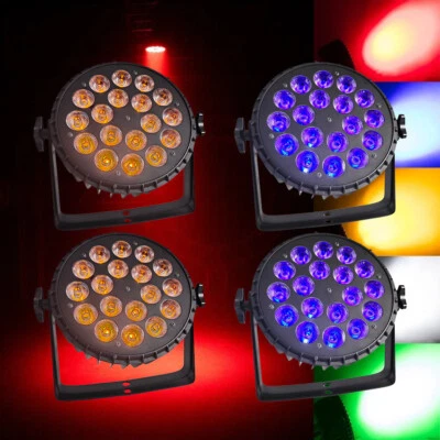 BECEN 18x18w rgbwa uv 6in1 LED Flat Par Can Light RDM DMX512 dj stage light 4pcs - Image 1 of 4