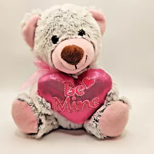 Be Mine Valentine's Day Anytime Grey Stuffed Animal Bear Cute Plush - Picture 1 of 2