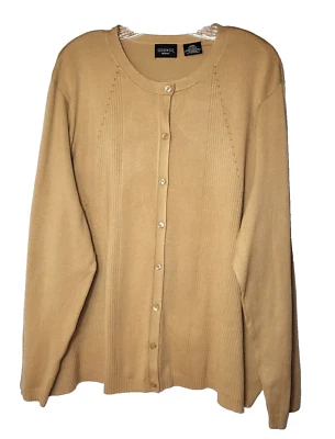 Cárdigan George Carmel Suave Botón Frontal Acrílico Manga Larga Elástico 22W/24W Foto 1 de 4