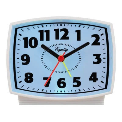 NEW Durable Tall Electrical Analog White Alarm Clock 3in with Backlight Quartz - Image 1 of 4