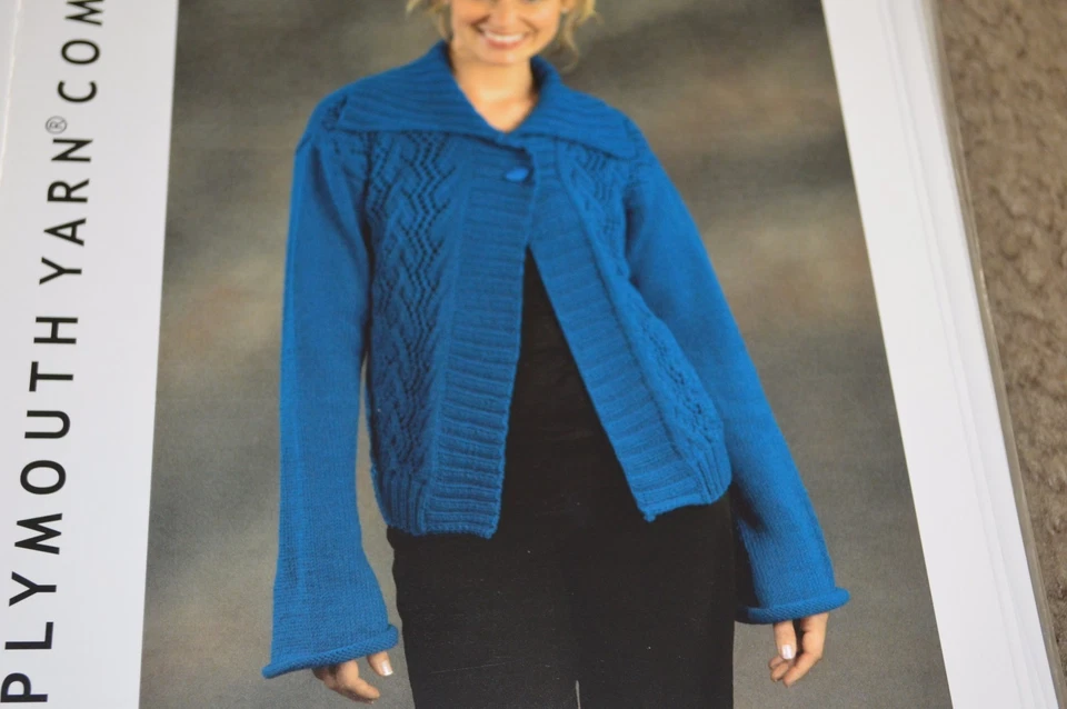 Plymouth Knitting Pattern 2215 Lace Front Cardigan Worsted 36-52 - Image 1 of 1