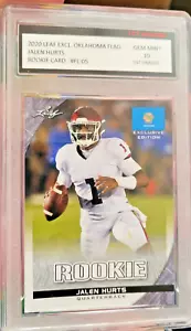 JALEN HURTS 2020 LEAF EXCLUSIVE OKLAHOMA FLAG Gem Mint RC 10 ROOKIE CARD EAGLES - Picture 1 of 3
