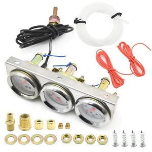 Kit Triplo Manometro 3in1 Misuratore Auto Pressione Olio Fahrenheit Temperatura Acqua Amperometro Tr... - Foto 1 di 7