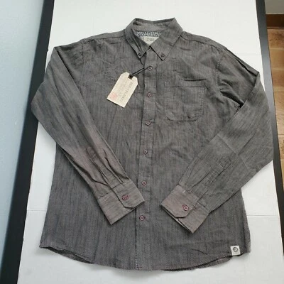 Free Planet Mens Long Roll Sleeves Shirt Gray Black Tiny Dots Sz Large Flawed - Image 1 of 4