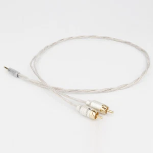 OCC Copper with Silver Plated Wire HIFI Headphone Cable 3.5mm Jack to 2 RCA - Picture 1 of 6