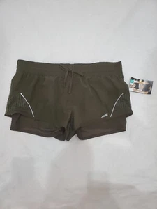 Avia Women’s Activewear Layered Shorts Tagless Elastic Waist Green Size XL 16-18 - Picture 1 of 10