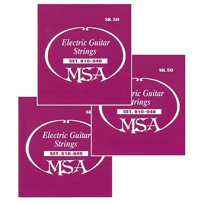 DREI SATZ E-Gitarrensaiten - MSA Markenqualität -Stahlsaiten Stärke 010-046 SK50