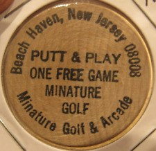Vintage Putt & Play Mini Golf Beach Haven, NJ Wooden Nickel - New Jersey