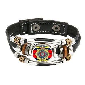 Royal Logistic Corps Military Brown Leather Bracelet And Velvet Gift Bag - Picture 1 of 4