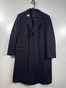 Vtg Jos. A. Bank Mens Trench Coat Single Breasted Button Up Solid Blk Sz 22 USA - Picture 1 of 16