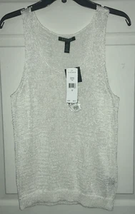 Ralph Lauren LRL Women's Sweater Knit Scoop Neck Tank Top L Pearl White $80 NWT - Picture 1 of 3