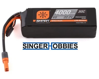 Spektrum SPMX40006S30 4000mAh 6S 22.2V Smart LiPo Battery 30C; IC5 HH - Image 1 of 2