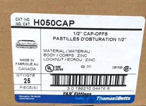 ABB - THOMAS & BETTS H050CAP 1/2" Cap-Offs Zink Box mit 25 - Bild 1 von 2