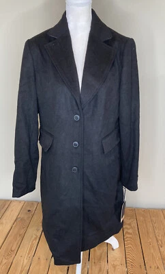 Halogen NWOT Women’s Button Up wool Trench PeaCoat Size 14 Black HG - Image 1 of 4
