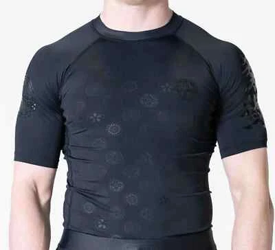 Fuji Shogun Heat Gear MMA BJJ Jiu Jitsu ShortSleeve Short SS Rashguard - Black - Image 1 of 4