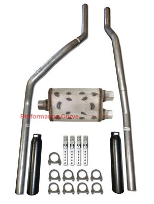 83-01 Chevrolet GMC S10 S15 Mandril Doblado Doble Escape con Cazador de Flujo Puntas Negras Foto 1 de 3