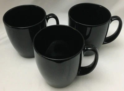 Tazas de té de café negro de 10 oz ~ por Corelle ~ Gres ~ Lote de 3 Foto 1 de 3