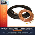 3/8" Liquid x 7/8" Suction 50 ft 3/8" Insulated Copper HVAC Line Set LS38783850