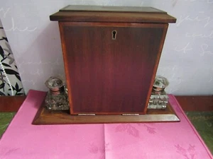 Ein edwardianischer Mahagoni Fallfront Schreibtisch Schreibwaren Schrank mit 2 Glastinten - Bild 1 von 8