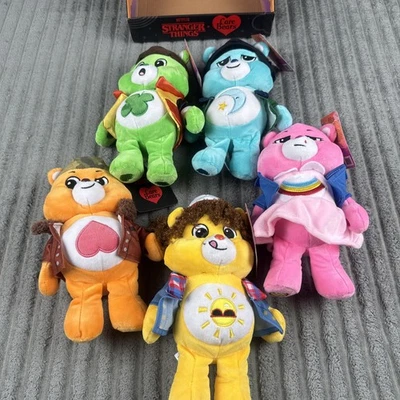 Netflix CARE BEARS x STRANGER THINGS Fun Size 9"Plush SET OF 5 + DISPLAY BOX !!! - Image 1 of 4