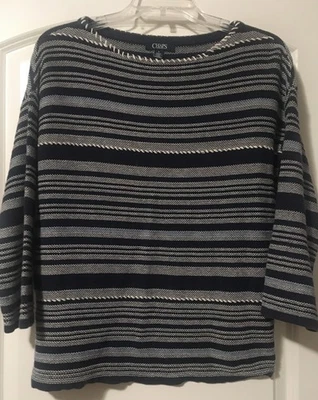 TOP MANGA 3/4 RALPH LAUREN CHAPS MULTICOLOR RAYAS CUELLO BARCO - M Foto 1 de 4