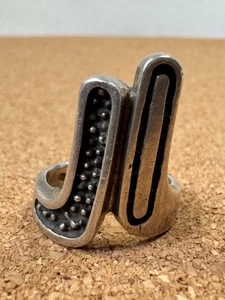 Impresionante Anillo MCM Modernista Brutalista Firmado Artesanalmente Plata de Ley - Imagen 1 de 17