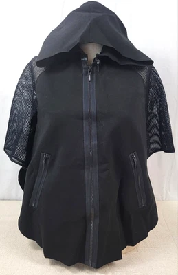 Elie Tahari Sport Caitlin Black Mesh Kimono Hoodie Women’s XS Short Sleeve - Image 1 of 4
