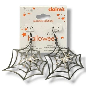 Claire's Halloween Earrings Spider Web Sensitive Solutions Pierced - Picture 1 of 6