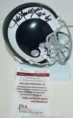 JACK YOUNGBLOOD SIGNED CUSTOM FACE MASK MINI HELMET LOS ANGELES RAMS HOF 01 JSA - Image 1 of 4